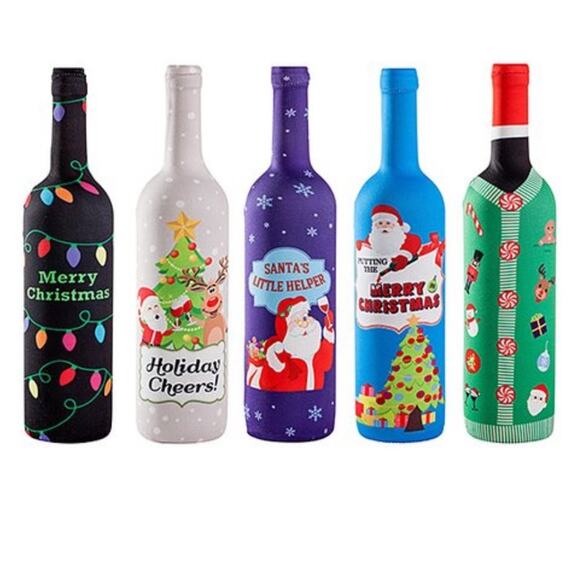 Toast the Season Christmas Wine Bottle Cover - Set of Five - Picture 2 of 9